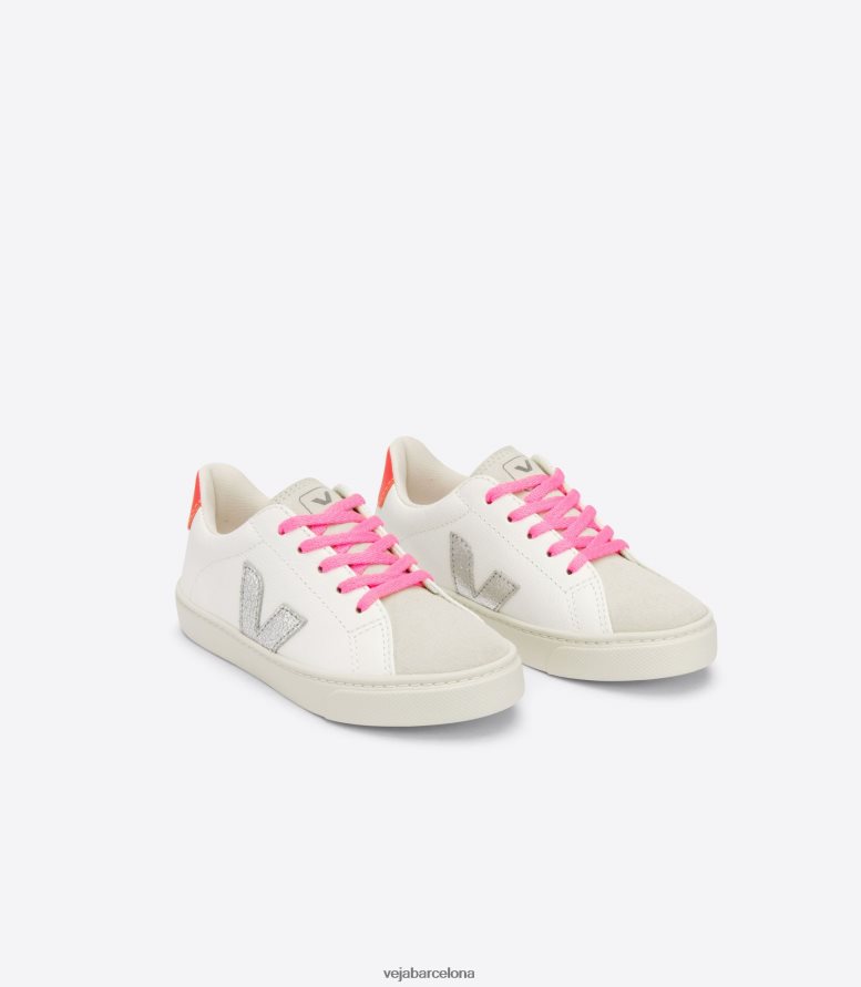 Cordones esplar piel sin cromo blanco plata naranja fluo 6P6886335Veja